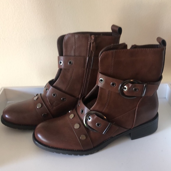 LA DONNA MODA brown faux leather booties size 38 - Picture 5 of 10